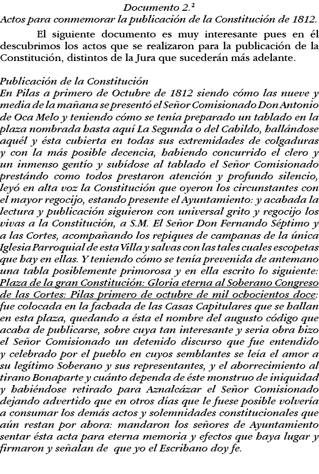 Documento 2 2 Actos para conmemorar la publicación de la Constitución de 1812  El siguiente documento es muy interesa   