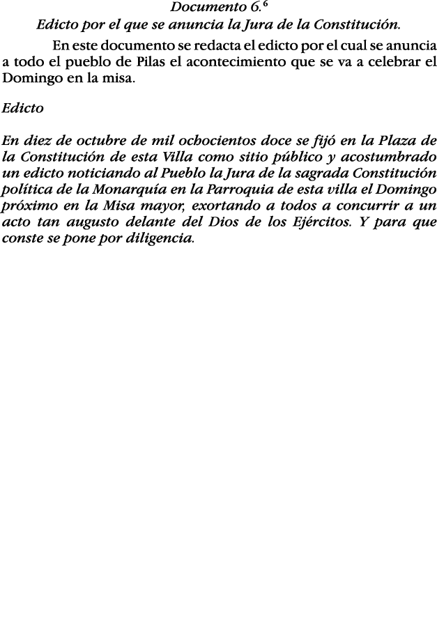 Documento 6 6 Edicto por el que se anuncia la Jura de la Constitución  En este documento se redacta el edicto por el    