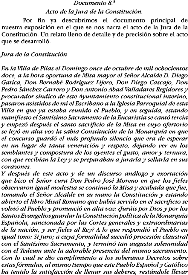 Documento 8 8 Acto de la Jura de la Constitución  Por fin ya descubrimos el documento principal de nuestra exposición   