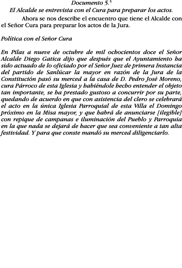 Documento 5 5 El Alcalde se entrevista con el Cura para preparar los actos  Ahora se nos describe el encuentro que ti   