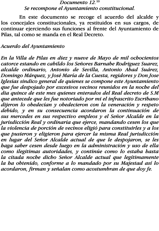 Documento 12 10 Se recompone el Ayuntamiento constitucional  En este documento se recoge el acuerdo del alcalde y los   