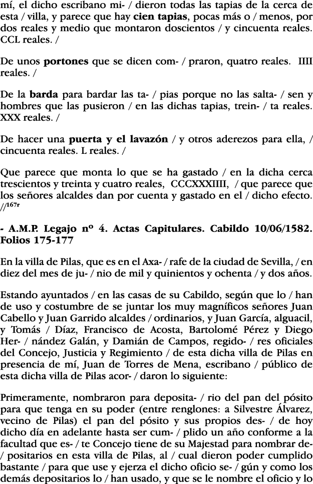 mí, el dicho escribano mi-   dieron todas las tapias de la cerca de esta   villa, y parece que hay cien tapias, pocas   