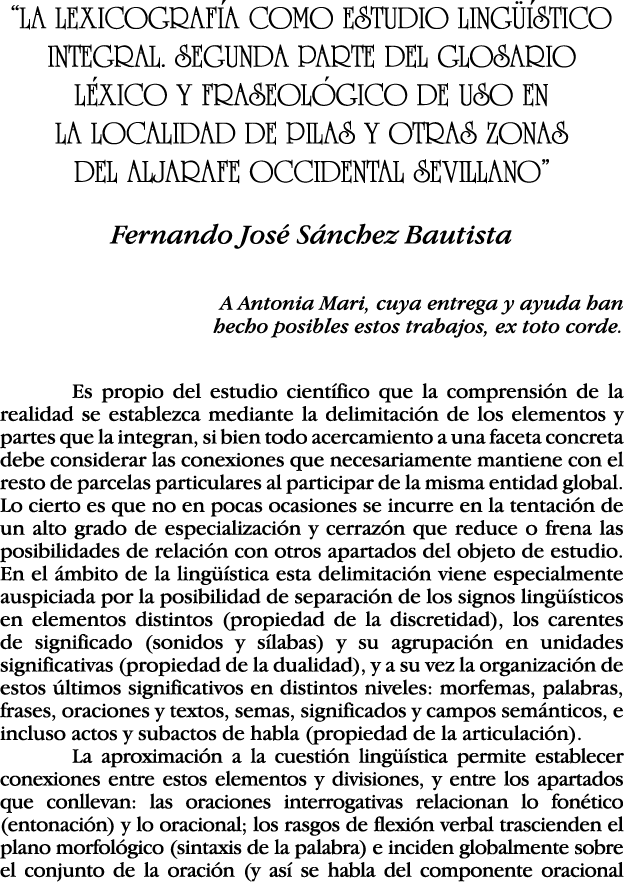  LA LEXICOGRAFÍA COMO ESTUDIO LINGÜÍSTICO INTEGRAL  SEGUNDA PARTE DEL GLOSARIO LÉXICO Y FRASEOLÓGICO DE USO EN LA LOC   