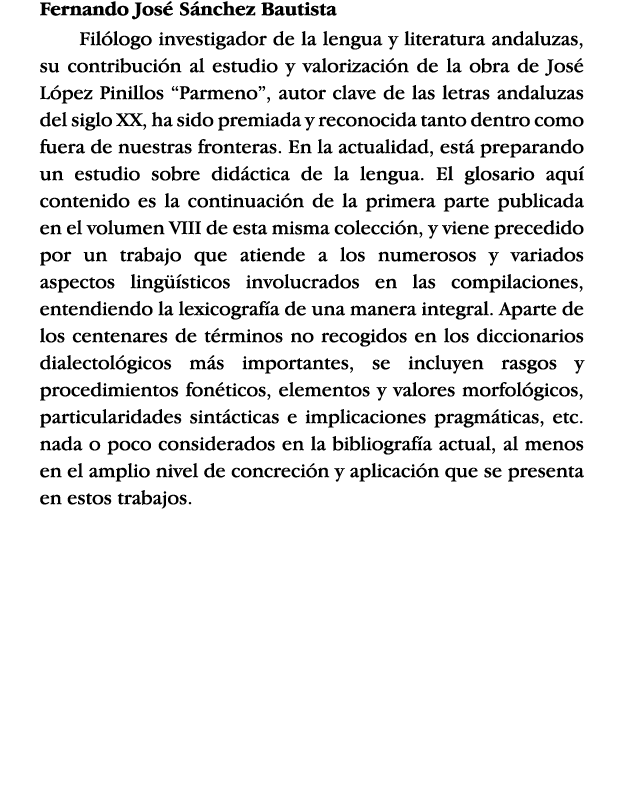 Fernando José Sánchez Bautista Filólogo investigador de la lengua y literatura andaluzas, su contribución al estudio    