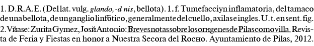 1  D R A E  (Del lat  vulg  glando, -dĭnis, bellota)  1  f  Tumefacción inflamatoria, del tamaño de una bellota, de u   