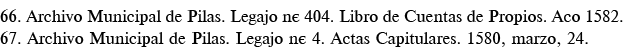 66  Archivo Municipal de Pilas  Legajo n  404  Libro de Cuentas de Propios  Año 1582  67  Archivo Municipal de Pilas    