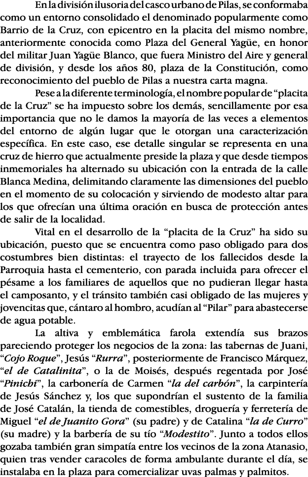 En la división ilusoria del casco urbano de Pilas, se conformaba como un entorno consolidado el denominado popularmen   