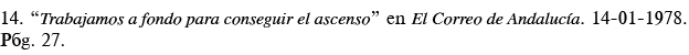 14   Trabajamos a fondo para conseguir el ascenso  en El Correo de Andalucía  14-01-1978  Pág  27 
